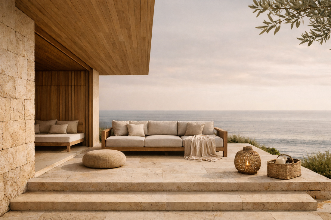 aépho journal — textural cushions in calm neutral tones layered with linen and woven texture