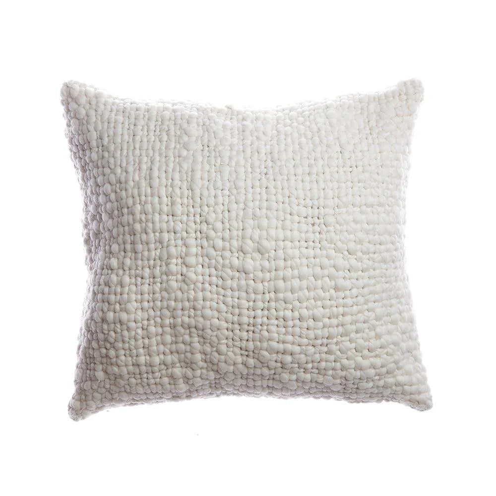 Alma Merino Wool Cushion — Cable Knit, Natural Ivory