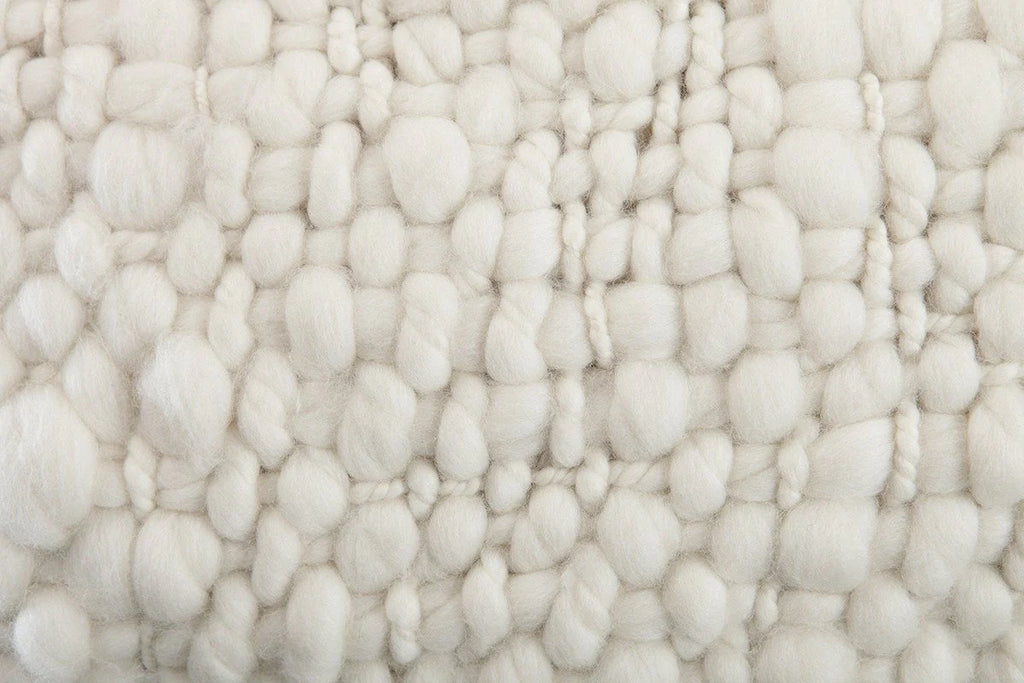 Alma Merino Wool Cushion — Cable Knit, Natural Ivory
