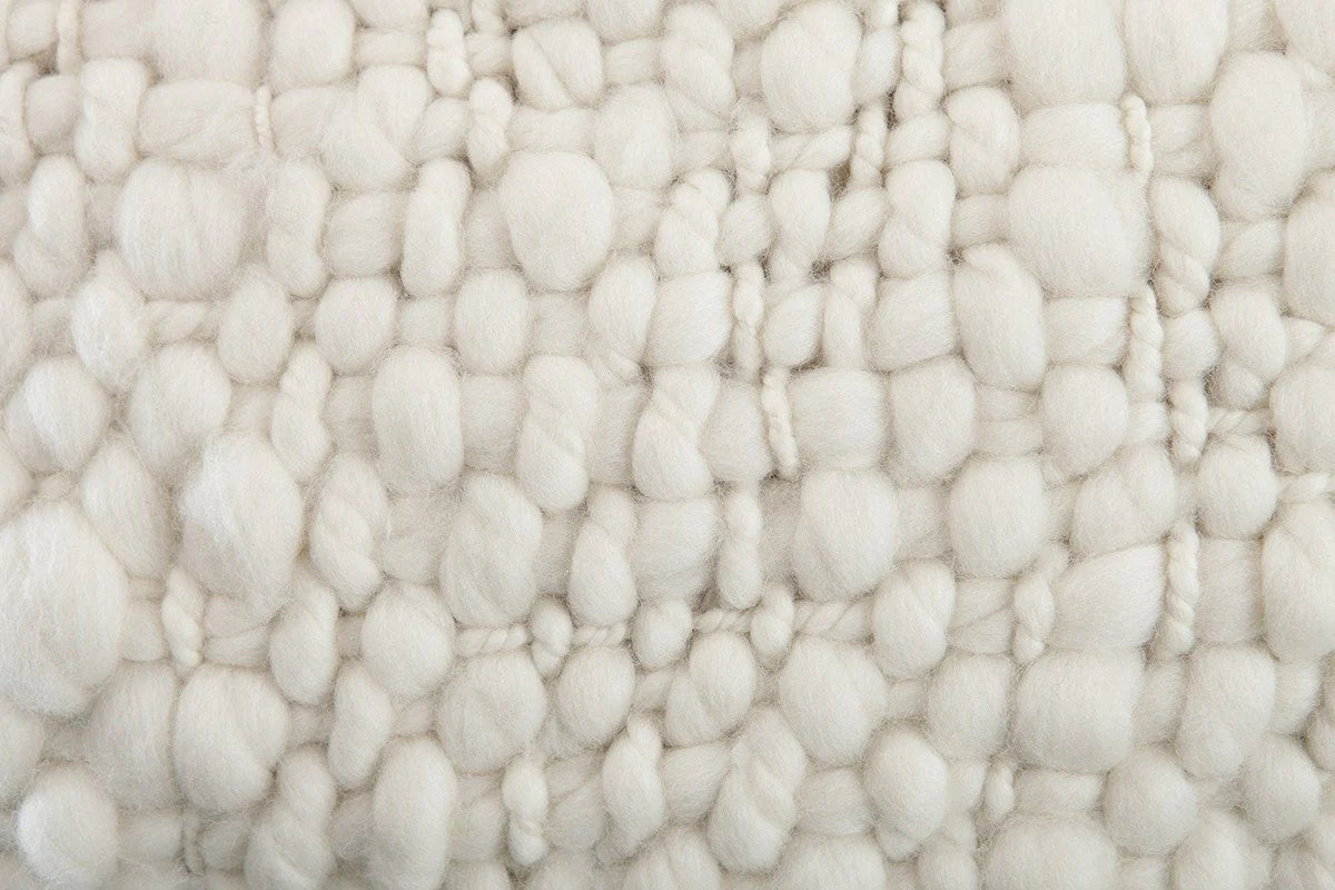 Alma Merino Wool Cushion — Cable Knit, Natural Ivory