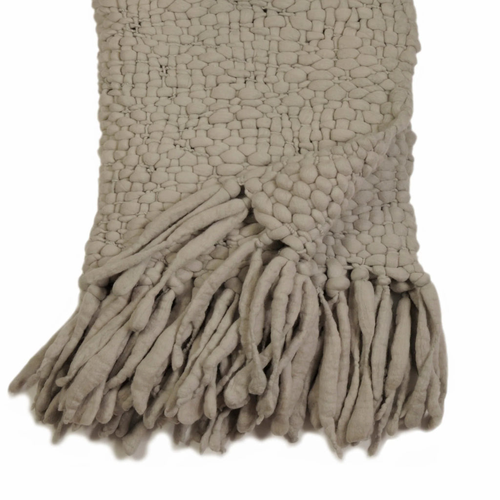 Clouds Merino Wool Throw — Hand-Knitted in Natural Ivory