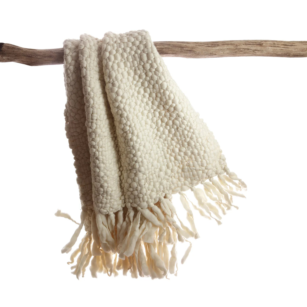 Clouds Merino Wool Throw — Hand-Knitted in Natural Ivory
