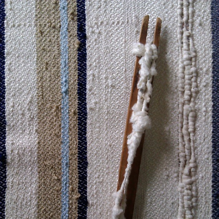 Beige & Ivory Silk Cushion — Handwoven Stripe